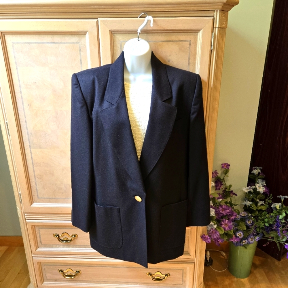 Bernard Holtzman Black Wool Woman's Jacket/Blazer, Size 12